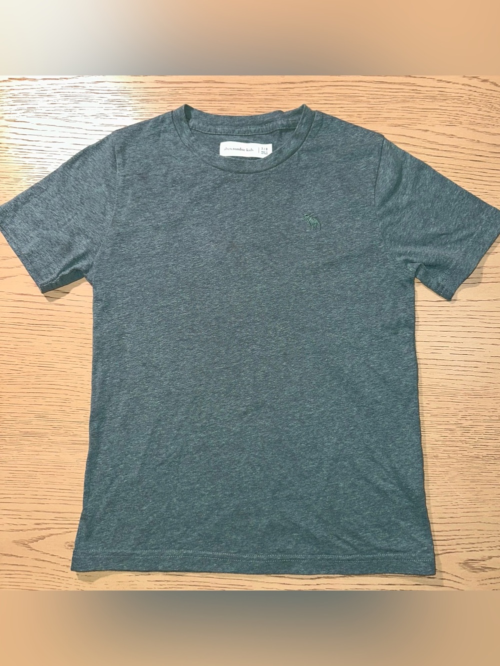 Abercrombie Kids Boys Green Solid Logo Moose T-Shirt Crew Neck Short Sleeve 363
